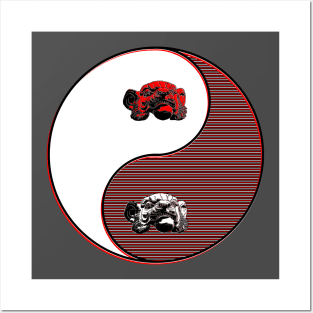 yin yang balance harmony design eastern philosophy monkey Posters and Art